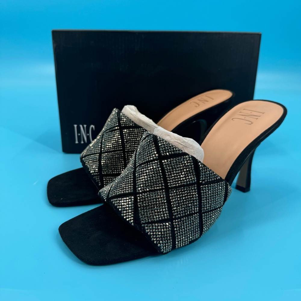 Inc Women's Liah Braided Slide Heels Women's Shoes, pewter bling Sz. 9